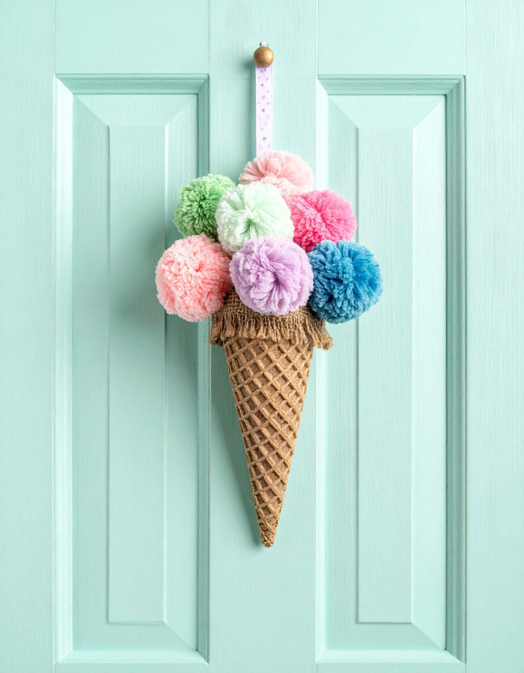 Ice Cream Cone Door Hanger - 20 Summer Door Decoration Ideas to Welcome Guests
