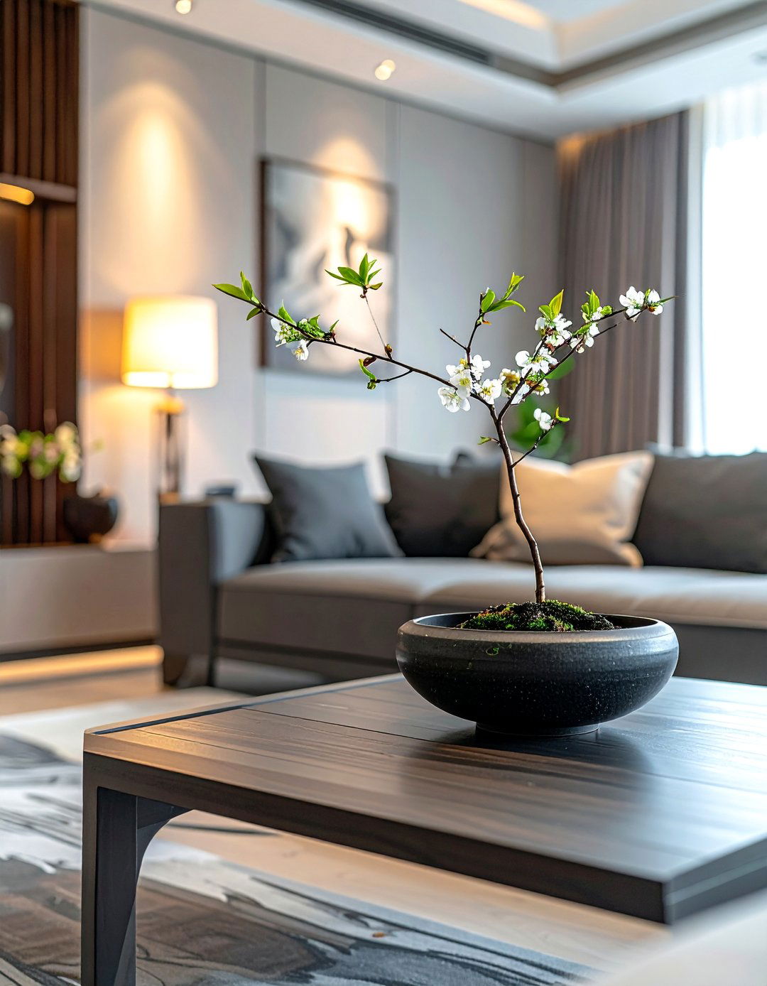 Ikebana Style Flower Arrangement - 25 Asian Living Room Ideas for a Zen-Inspired Space