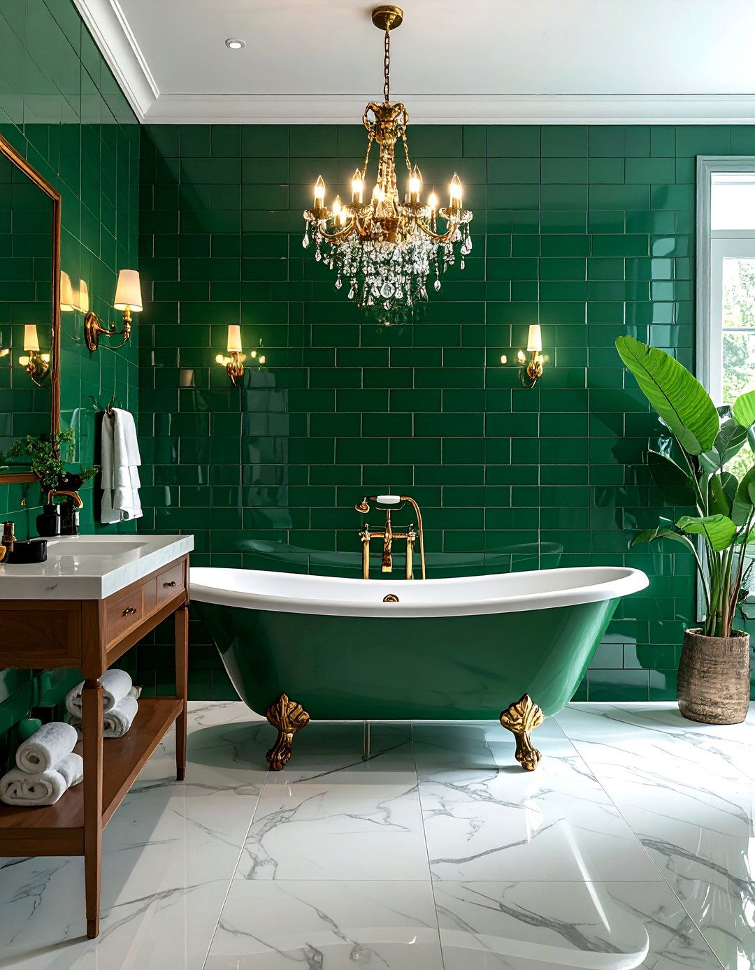 Incorporating Jewel Toned Tiles - 20 Maximalist Bathroom Design Ideas for Bold Style