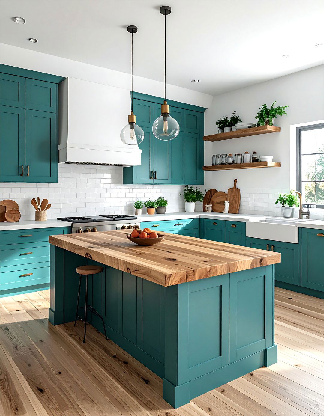 Incorporating Natural Wood Accents - 20 Teal and White Kitchen Design Ideas for a Fresh Look