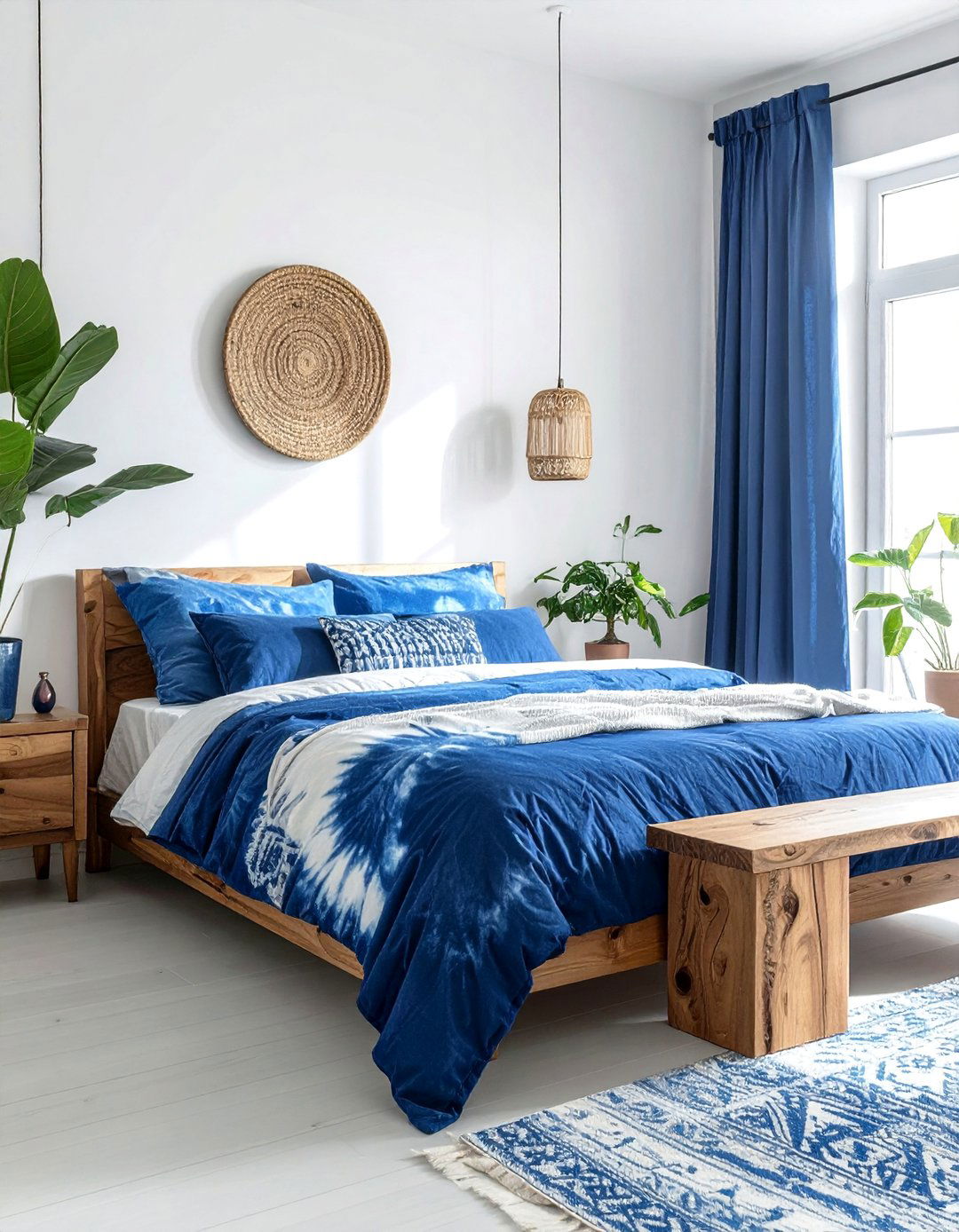 Indigo Shibori Tie Dye Blue and White Bedroom - 25 Blue and White Bedroom Ideas for a Calm Retreat