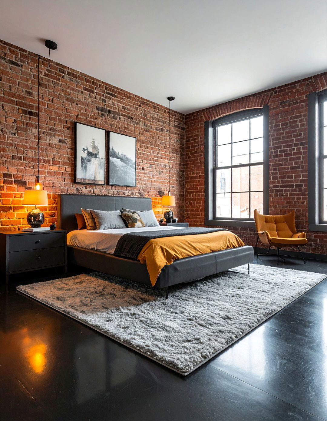 Industrial Black Concrete Floor Bedroom - 20 Black Floor Bedroom Ideas for a Dramatic and Stylish Retreat