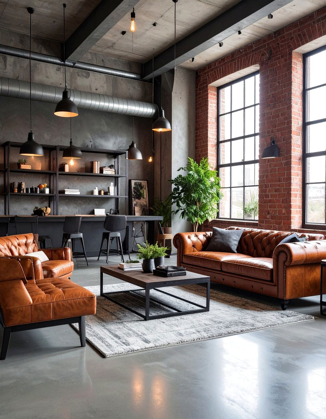 Industrial Chic Living Room - 20 Concrete Floor Living Room Ideas for Modern Homes