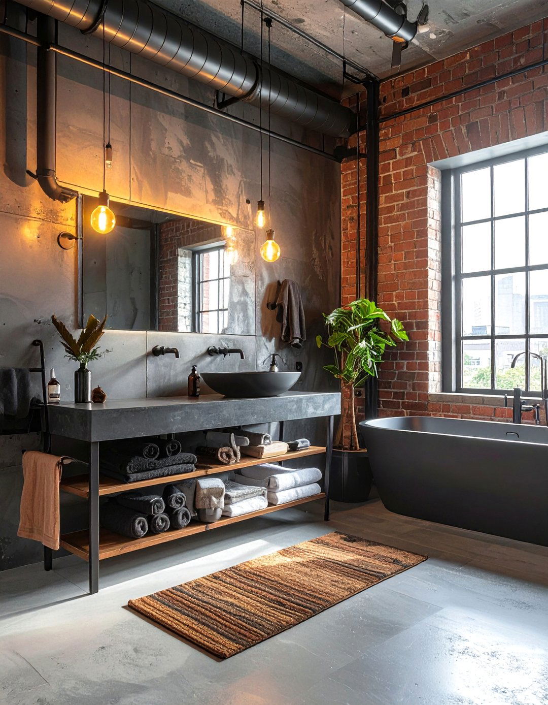 Industrial Chic with Exposed Elements - 15 His and Her Bathroom Ideas for a Shared Space