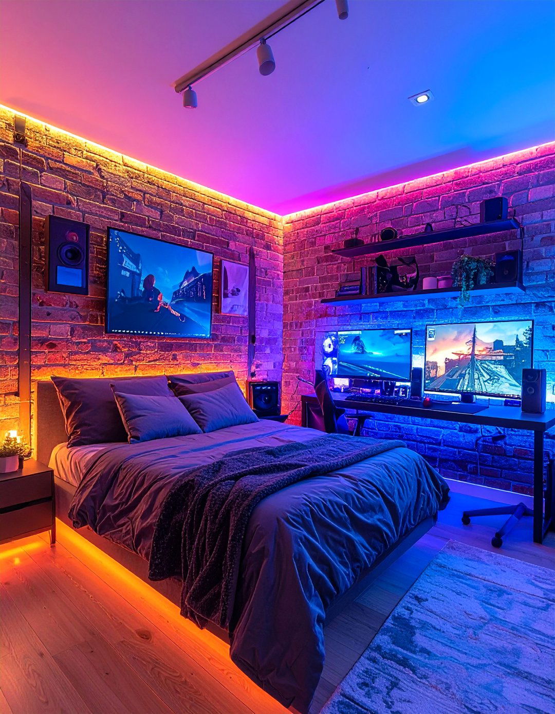 Industrial Gaming Command Center - 40 Teenage Boy Bedroom Ideas for a Cool and Functional Space