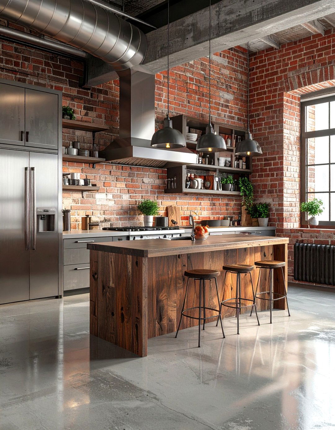 Industrial Kitchens With Stainless Steel Appliances and Concrete Floors - 25 Kitchens With Stainless Steel Appliances Ideas
