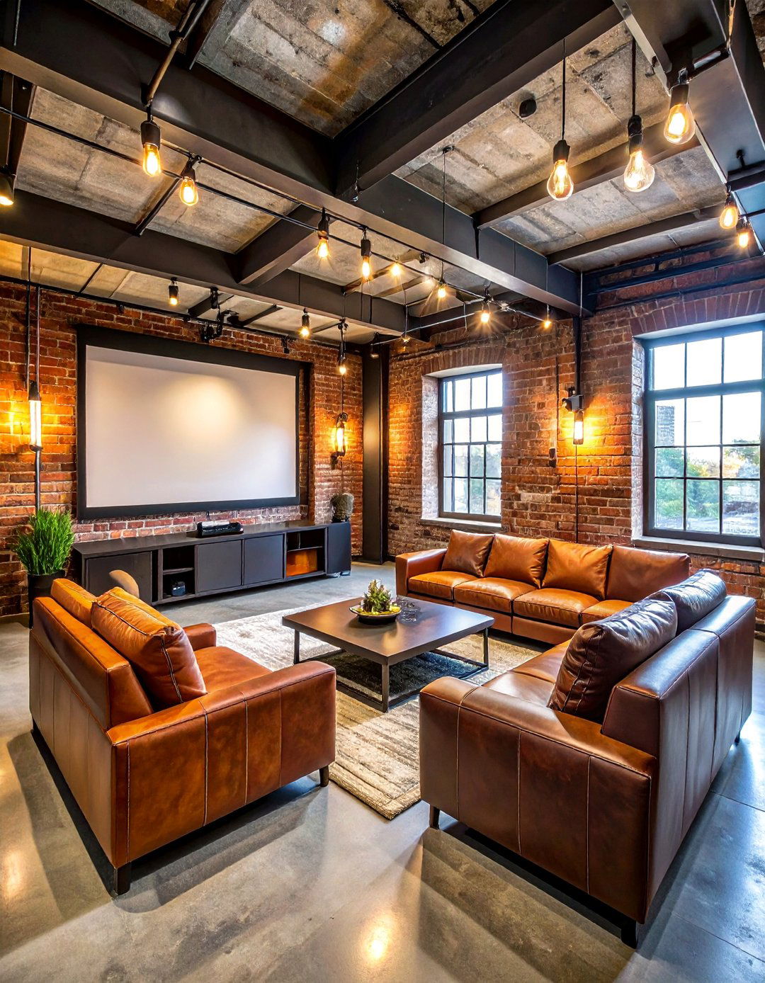 Industrial Loft Theater - 40 Small Home Theater Ideas for Movie Nights