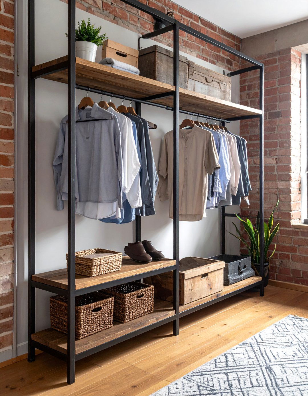 Industrial Pipe Clothing Rack - 30 Open Closet Ideas for a Modern Wardrobe