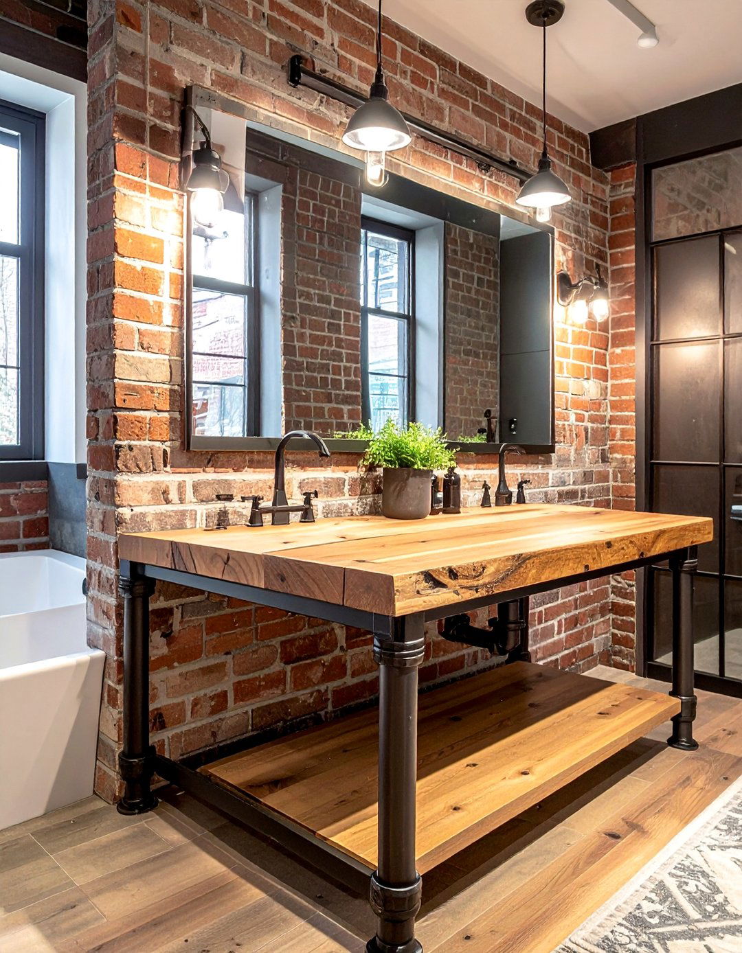 Industrial Pipe Leg Bathroom Vanity - 15 Rustic Bathroom Vanity Ideas for a Charming Retreat