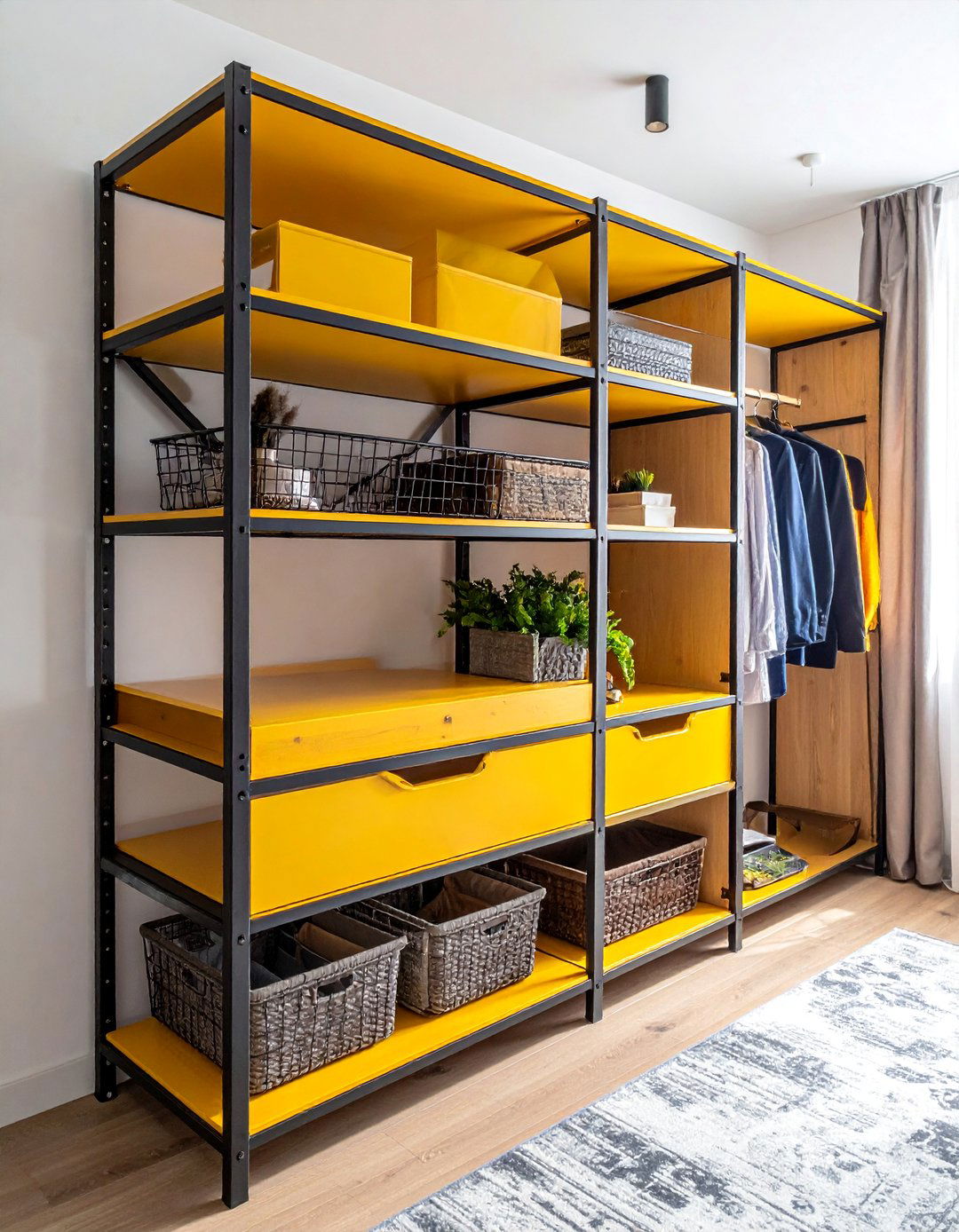 Industrial Shelving Unit - 30 Open Closet Ideas for a Modern Wardrobe