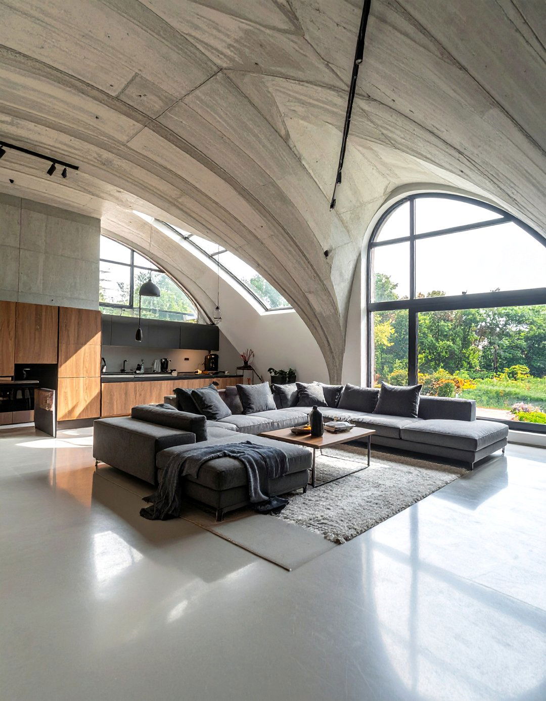 Industrial Style Concrete Vaulted Ceiling - 40 Vaulted Ceiling Ideas for a Spacious Look