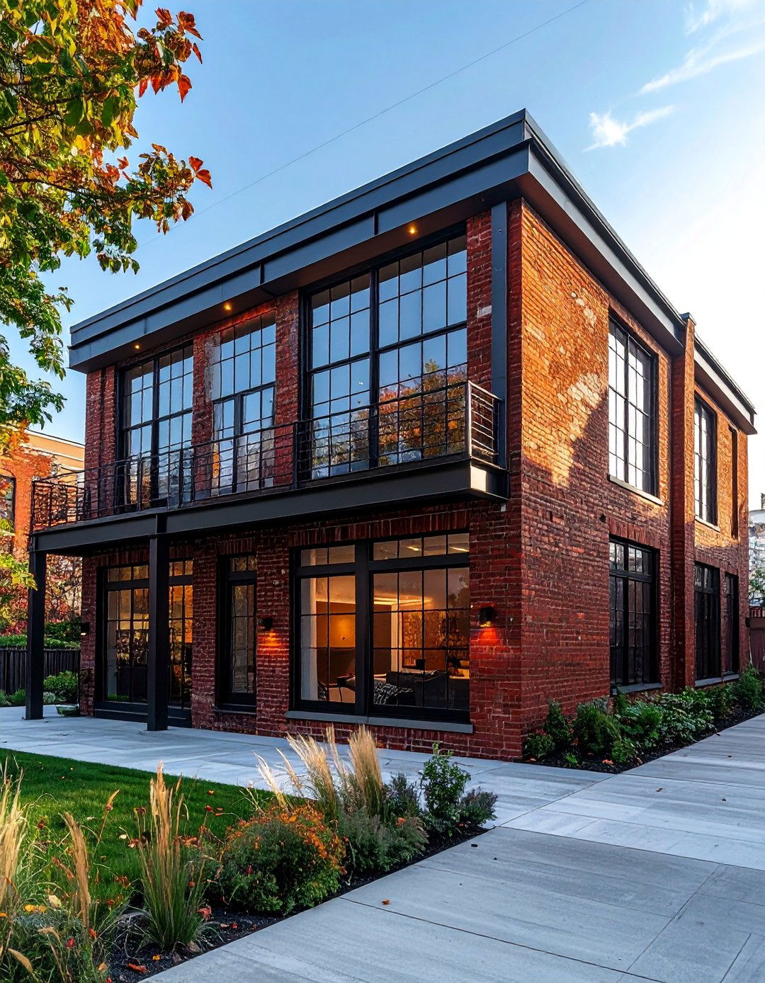 Industrial Style Exterior with Brick and Metal Accents - 20 Aesthetic House Exterior Ideas to Boost Curb Appeal