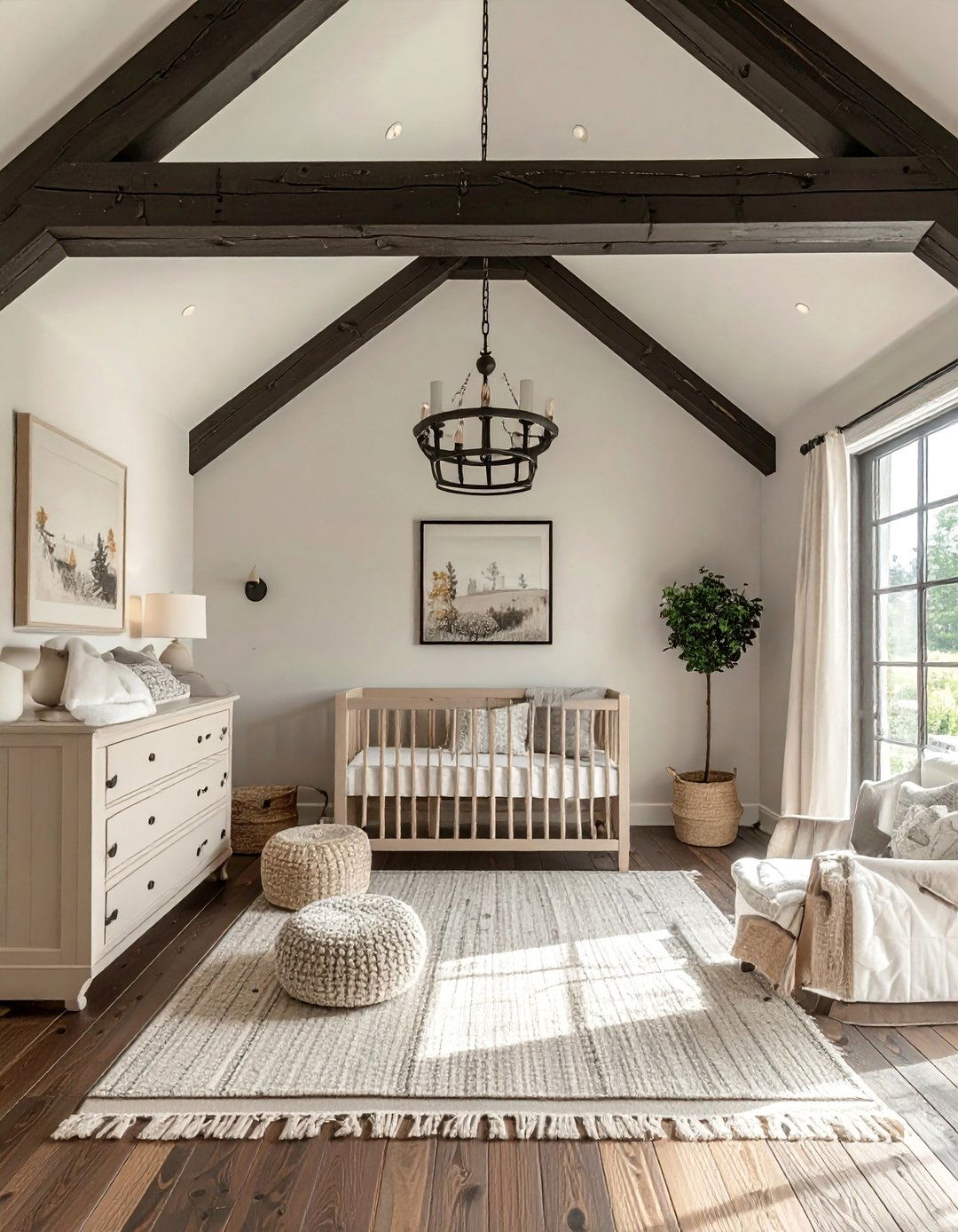 Installing Exposed Wood Beams in the Nursery - 15 Farmhouse Nursery Ideas for a Cozy and Charming Space