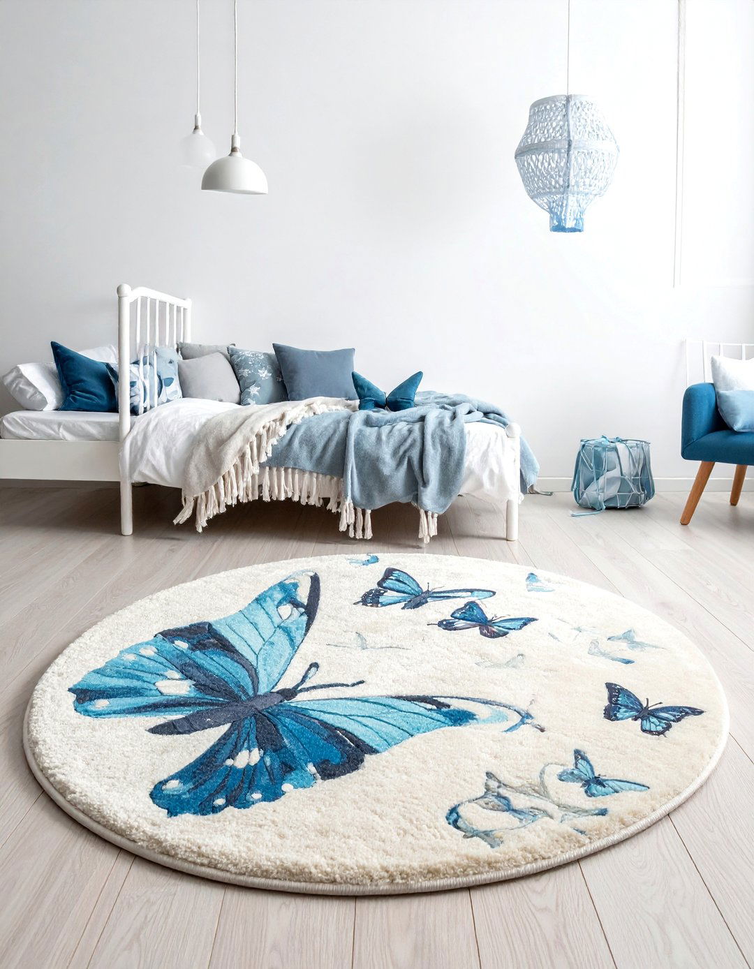 Intricate Butterfly Themed Area Rug - 15 Butterfly-themed Room Ideas for a Whimsical Space