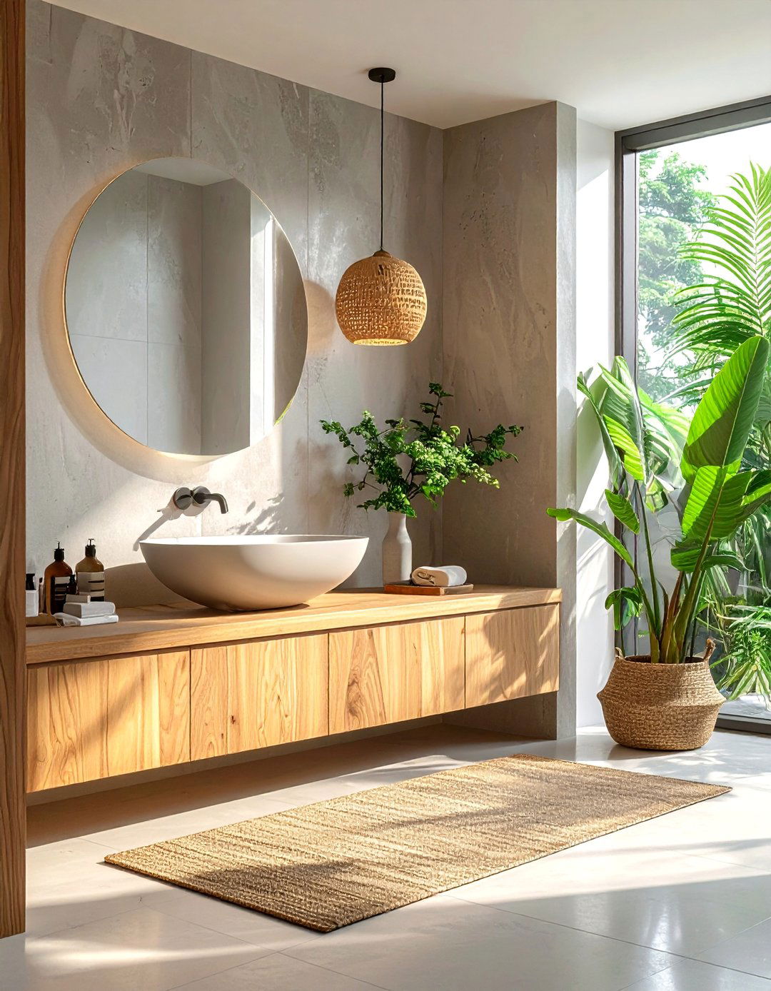 Japandi Bathroom with Asymmetrical Design Layout - 40 Japandi Bathroom Ideas for Minimalist Style