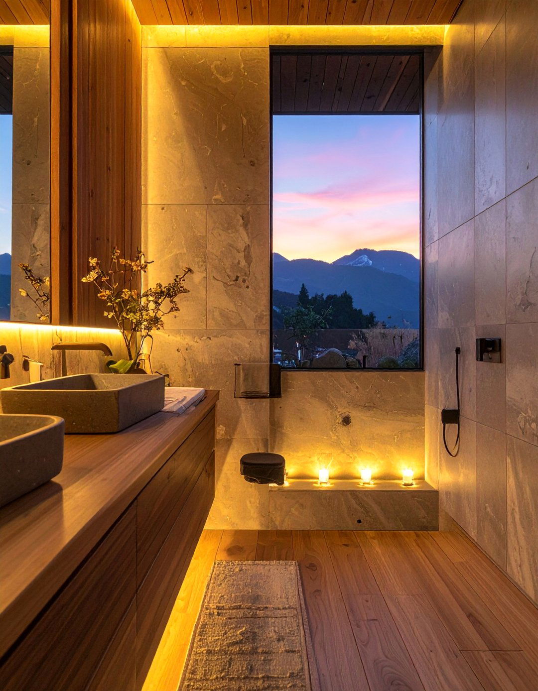Japandi Bathroom with Dimmable Ambient Lighting - 40 Japandi Bathroom Ideas for Minimalist Style