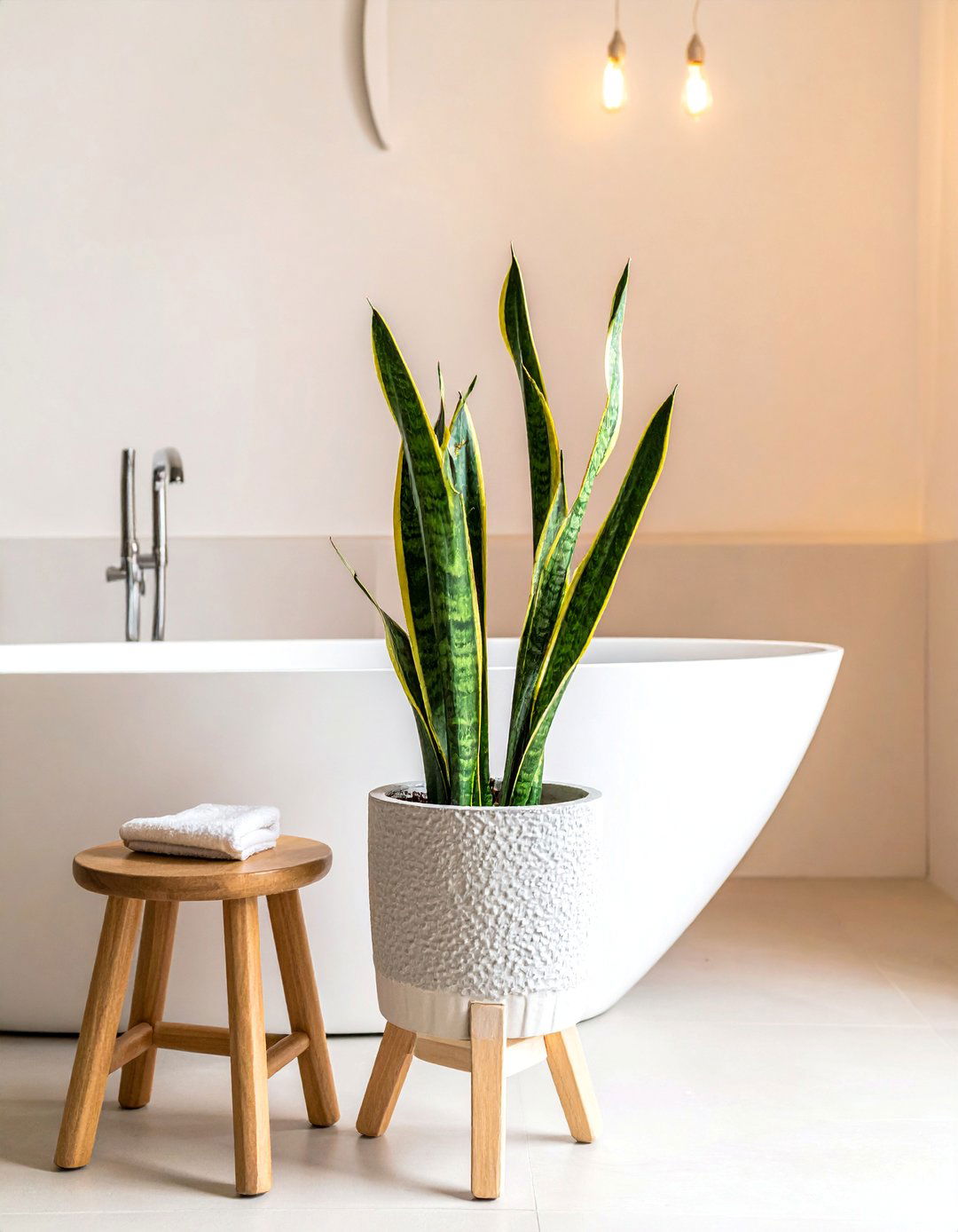 Japandi Bathroom with Thoughtfully Placed Greenery - 40 Japandi Bathroom Ideas for Minimalist Style