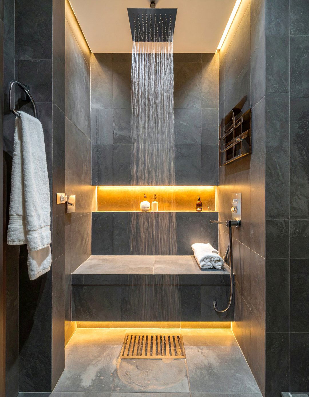 Japandi Bathroom with a Bench Inside the Shower - 40 Japandi Bathroom Ideas for Minimalist Style