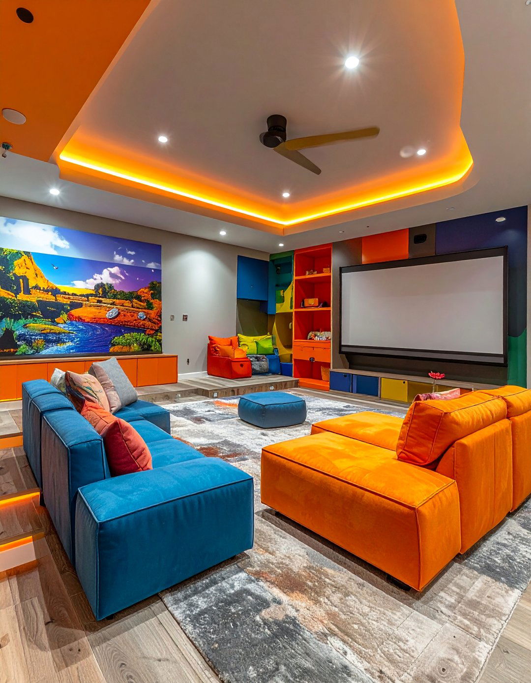 Kids Friendly Family Theater - 25 Basement Home Theater Ideas for Movie Nights
