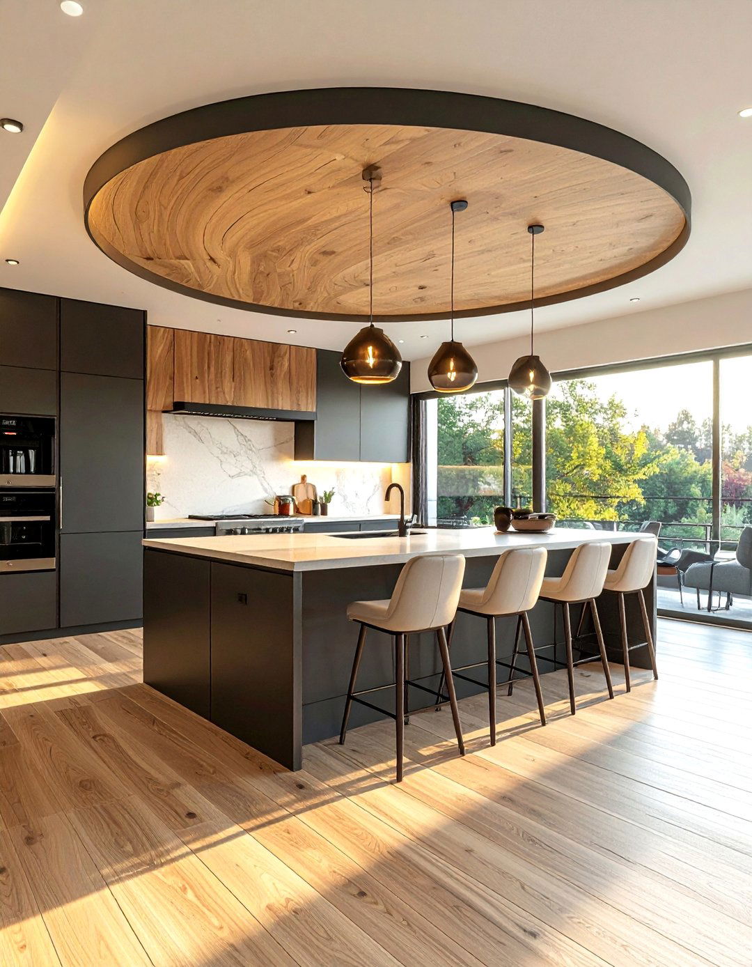 Kitchen Barrel Ceiling with Pendant Lighting - 20 Barrel Ceiling Ideas for a Unique Architectural Feature