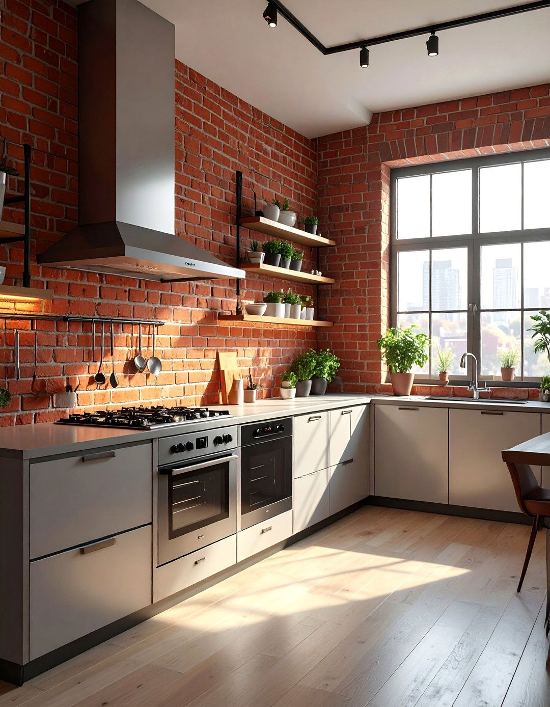 Kitchens With Stainless Steel Appliances and a Brick Accent Wall - 25 Kitchens With Stainless Steel Appliances Ideas