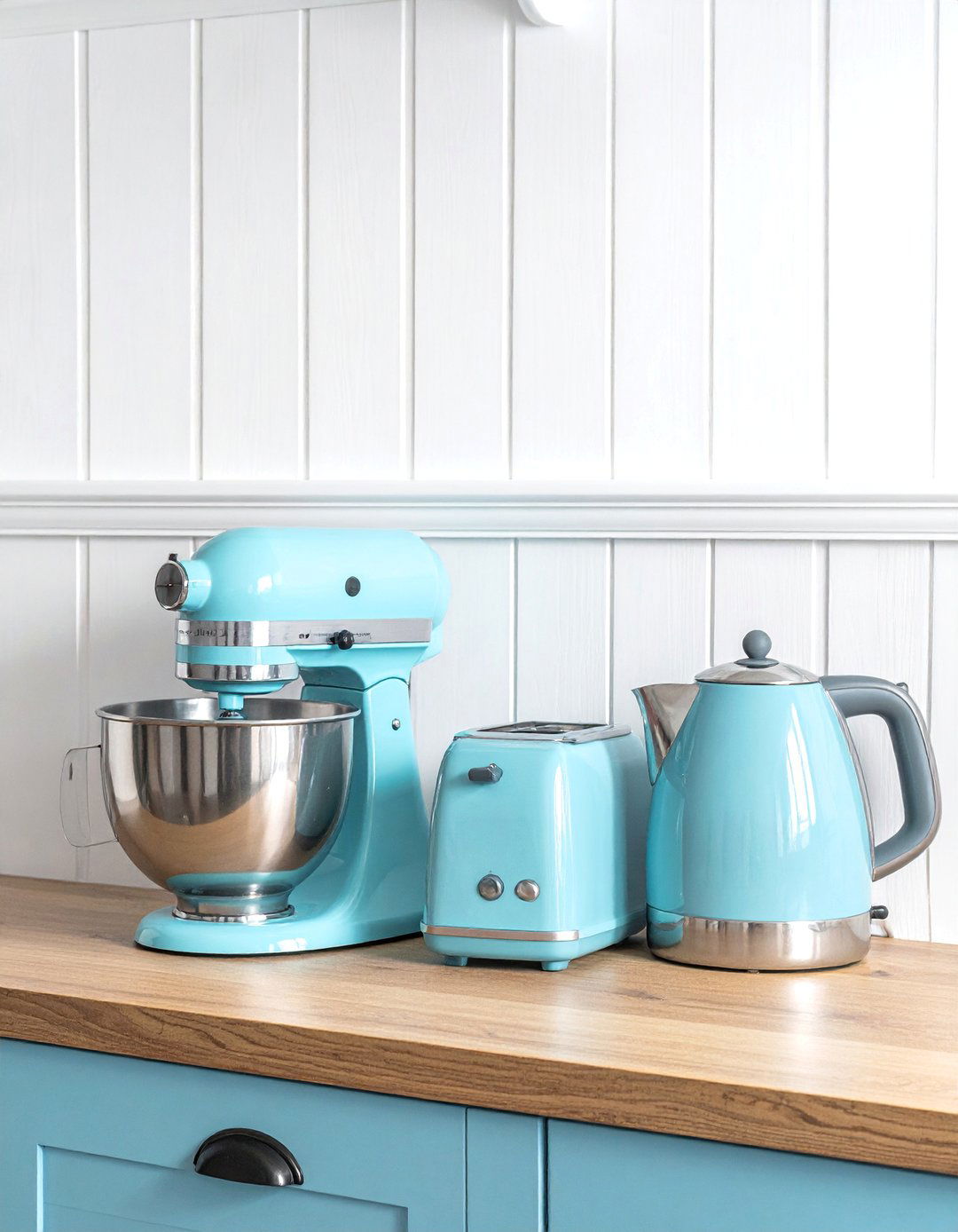 Kitchens with Pastel Blue Small Appliances - 25 Kitchens With Colored Appliances Ideas for Fun