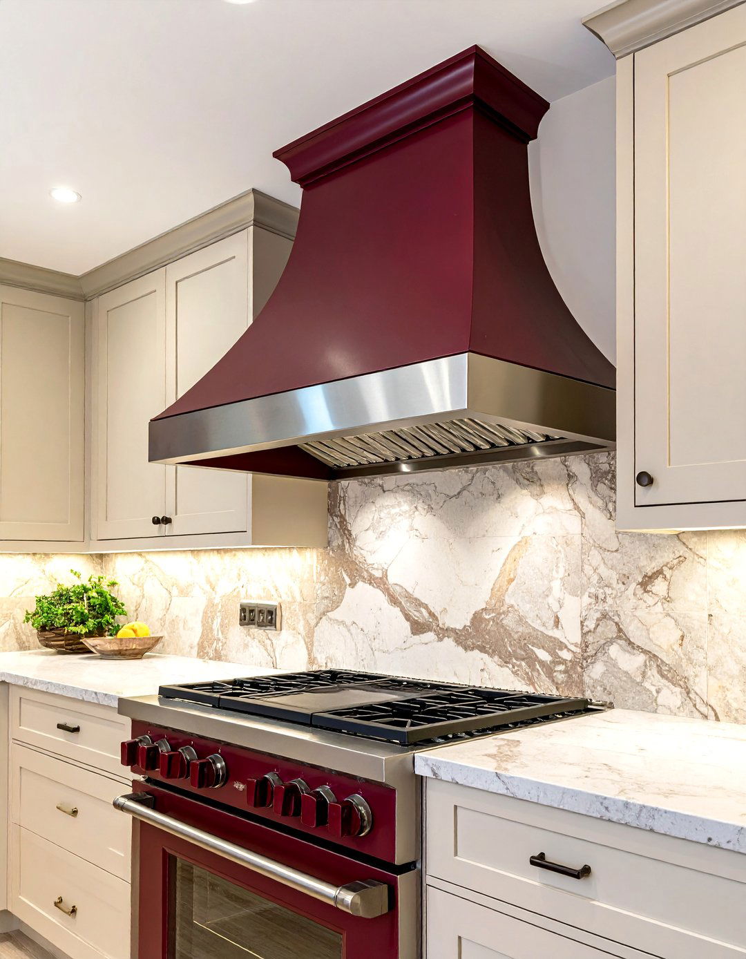 Kitchens with a Burgundy Range Hood - 25 Kitchens With Colored Appliances Ideas for Fun