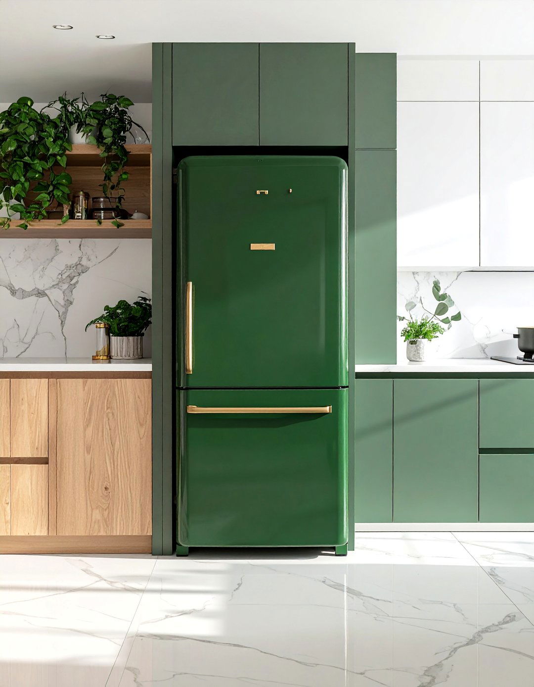 Kitchens with a Forest Green Refrigerator - 25 Kitchens With Colored Appliances Ideas for Fun