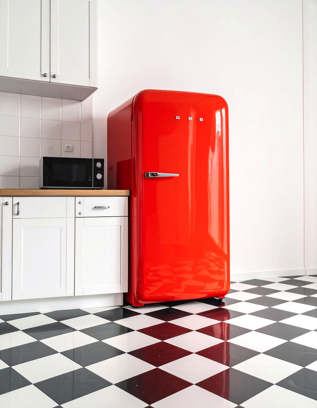 Kitchens with a Retro Red Refrigerator - 25 Kitchens With Colored Appliances Ideas for Fun