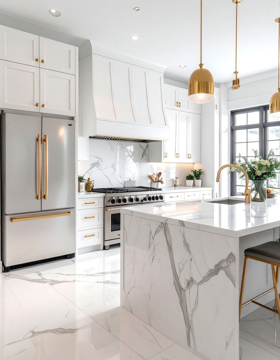 Kitchens with a White Appliance Suite and Gold Handles - 25 Kitchens With Colored Appliances Ideas for Fun