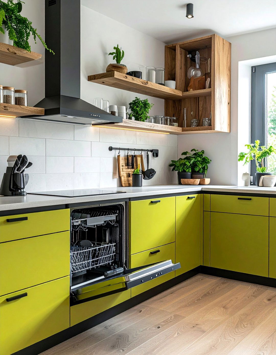 Kitchens with an Olive Green Dishwasher Panel - 25 Kitchens With Colored Appliances Ideas for Fun