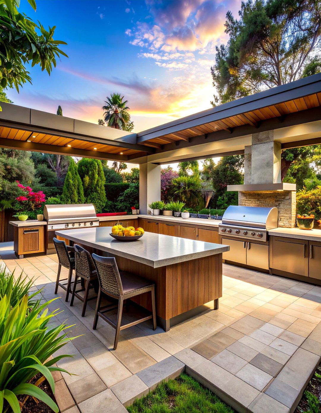 L Shaped Multi Zone Designs - 20 Summer Kitchen Ideas for Outdoor Entertaining