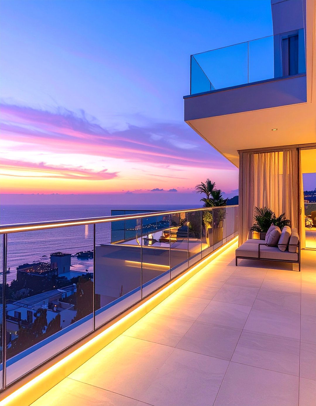 LED Lit Balcony Railing - 25 Balcony Railing Design Ideas for Stylish Homes