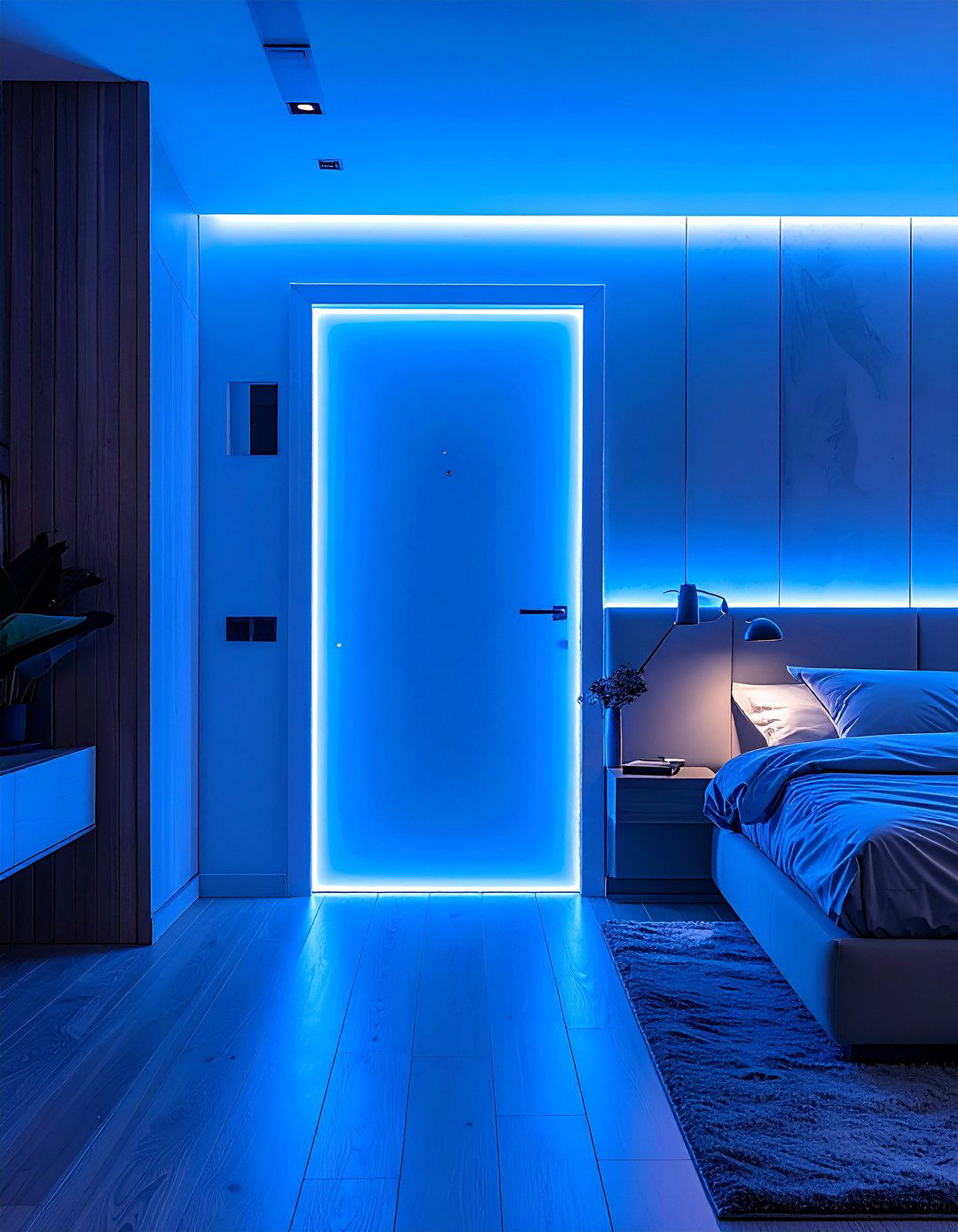 LED Strip Backlighting - 25 Bedroom Door Decorating Ideas to Add Personality