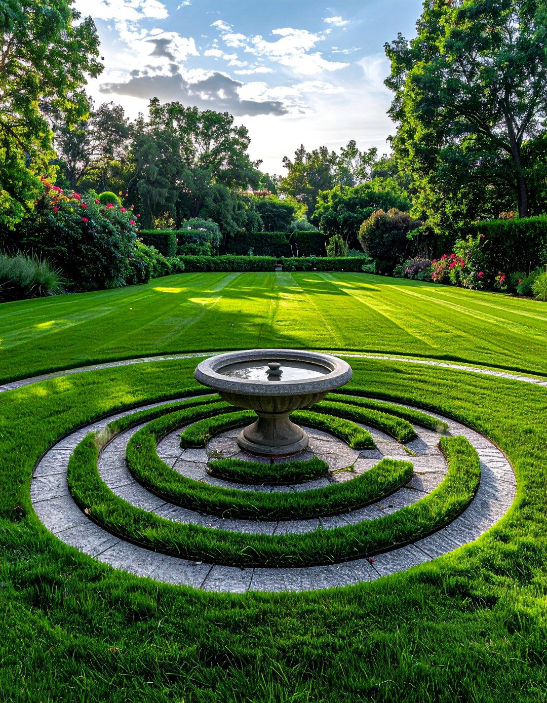 Labyrinth Style Circular Lawn Path - 20 Circular Lawn Garden Designs for Unique Spaces