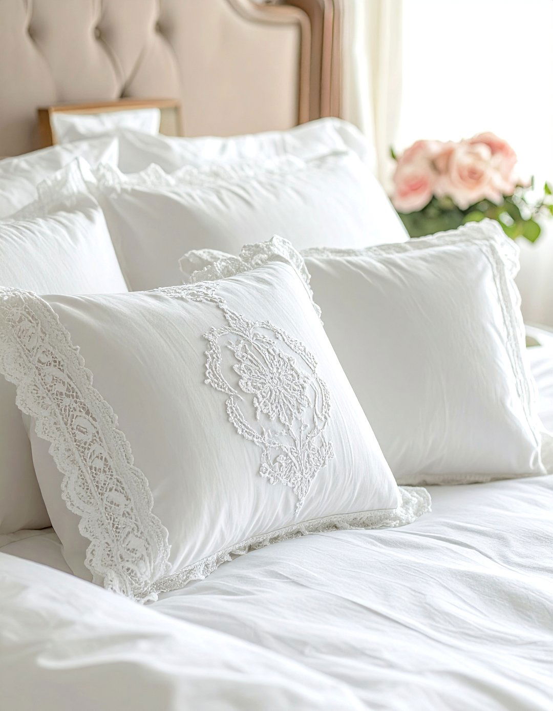 Lace Trimmed Pillowcases for a Shabby Chic Bedroom - 20 Shabby Chic Bedroom Ideas for Timeless Elegance