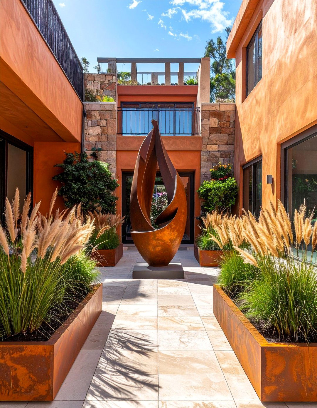 Large Balcony Artistic Sculpture Garden - 25 Large Balcony Ideas for Outdoor Living