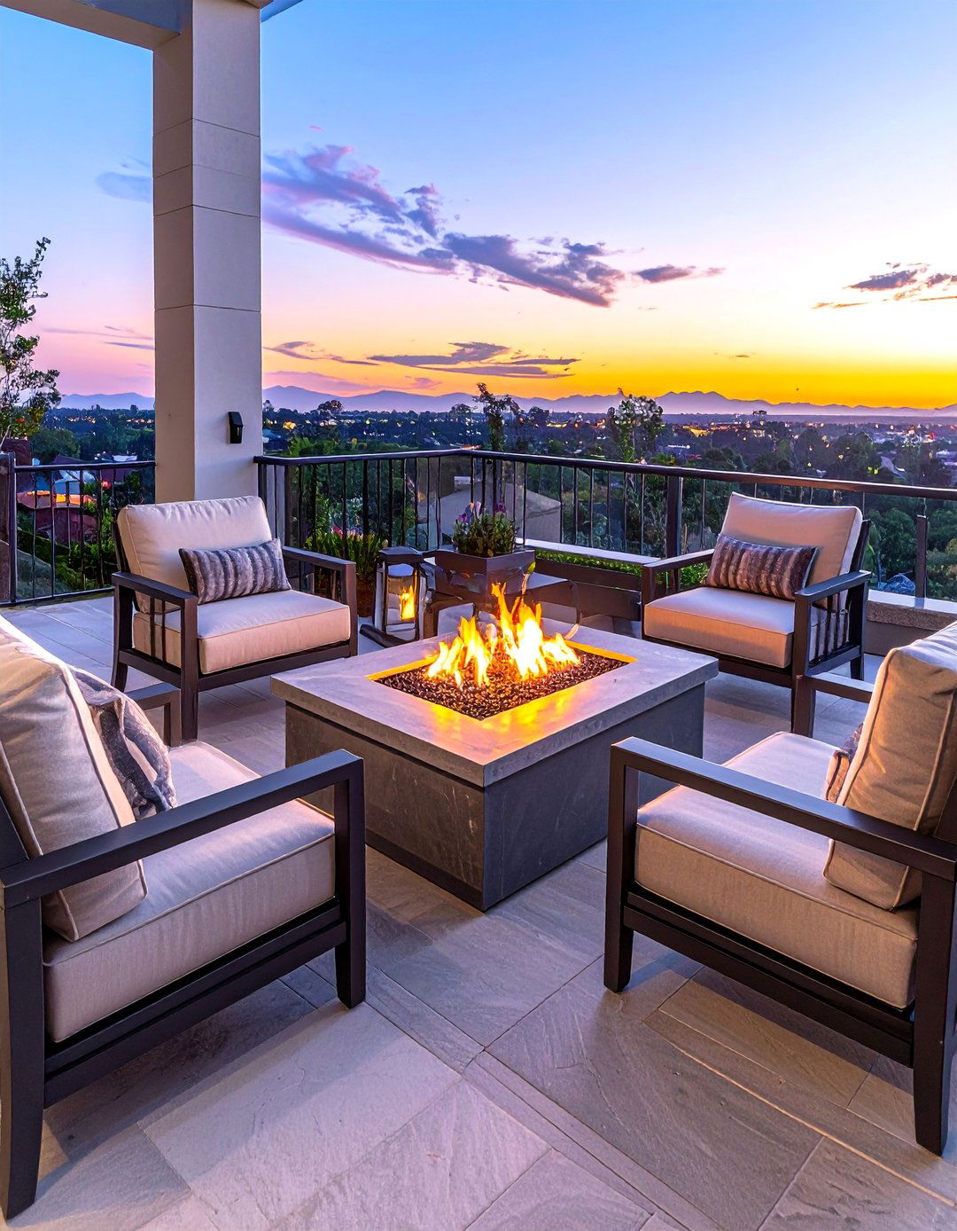 Large Balcony Cozy Fire Pit Corner - 25 Large Balcony Ideas for Outdoor Living