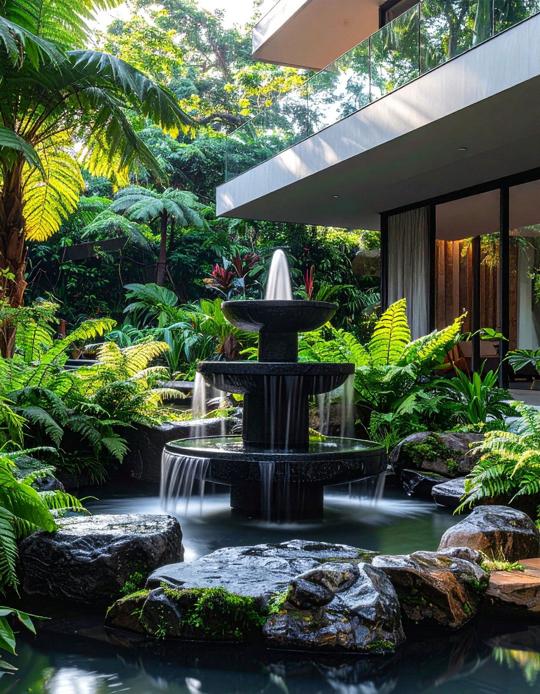 Large Balcony Tranquil Water Feature - 25 Large Balcony Ideas for Outdoor Living