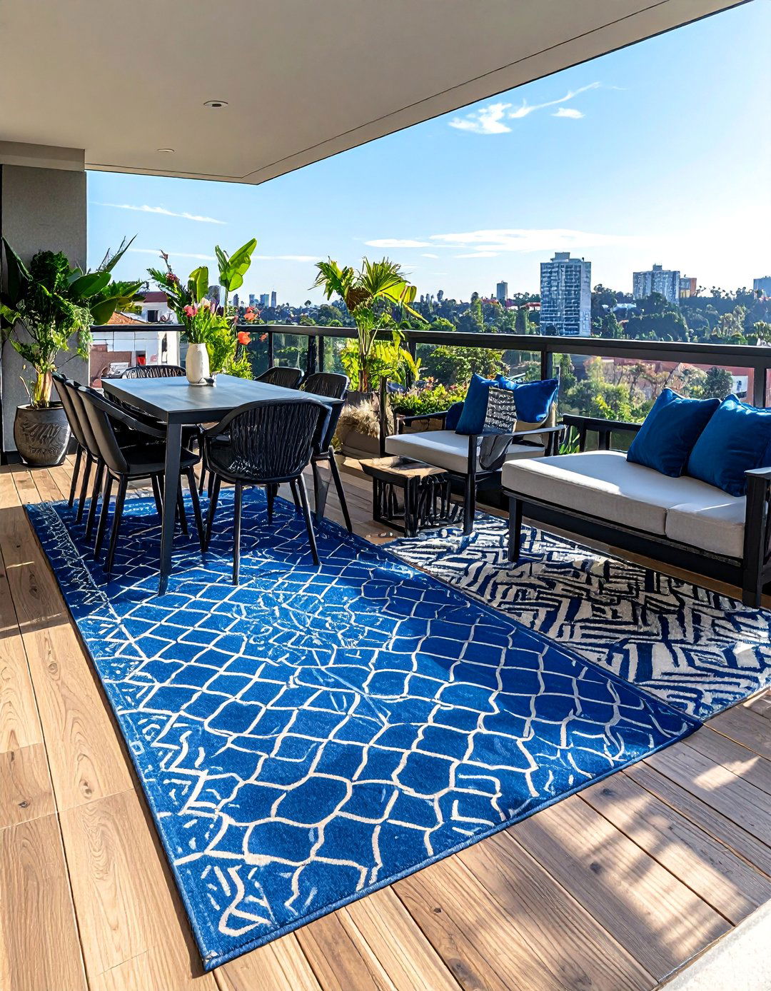 Large Balcony Zoned with Outdoor Rugs - 25 Large Balcony Ideas for Outdoor Living