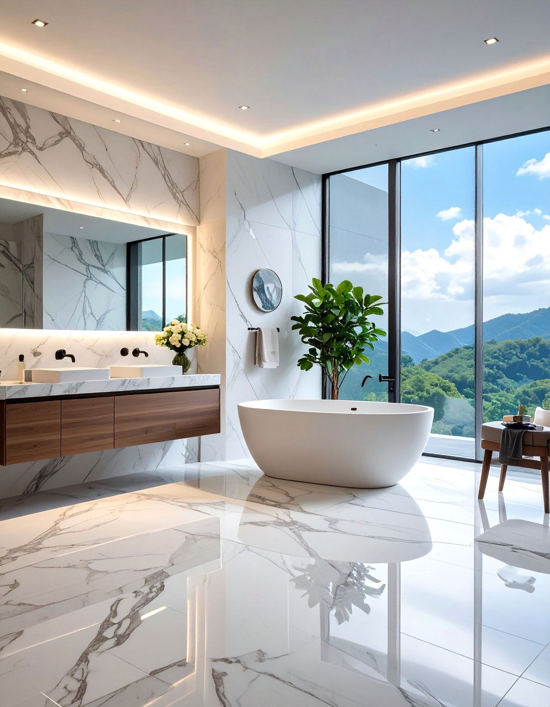 Large Format Marble Slab Installation - 20 Luxury Marble Bathroom Ideas for a Spa-Like Retreat