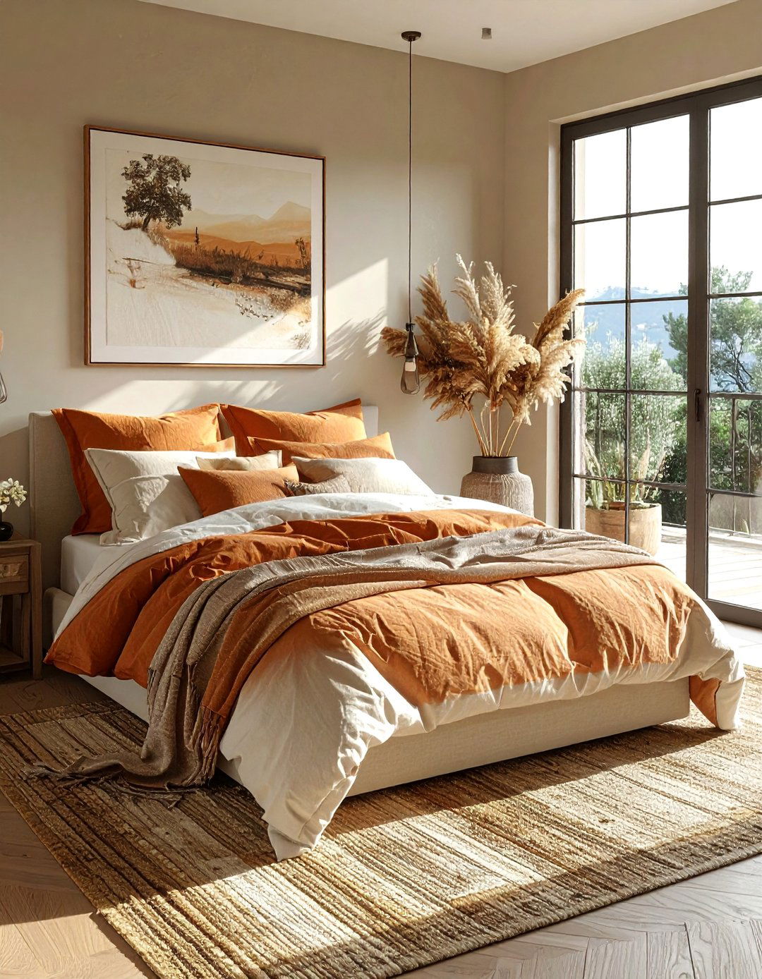 Layered Natural Bedding - 20 Tuscan Bedroom Ideas for a Warm and Inviting Space
