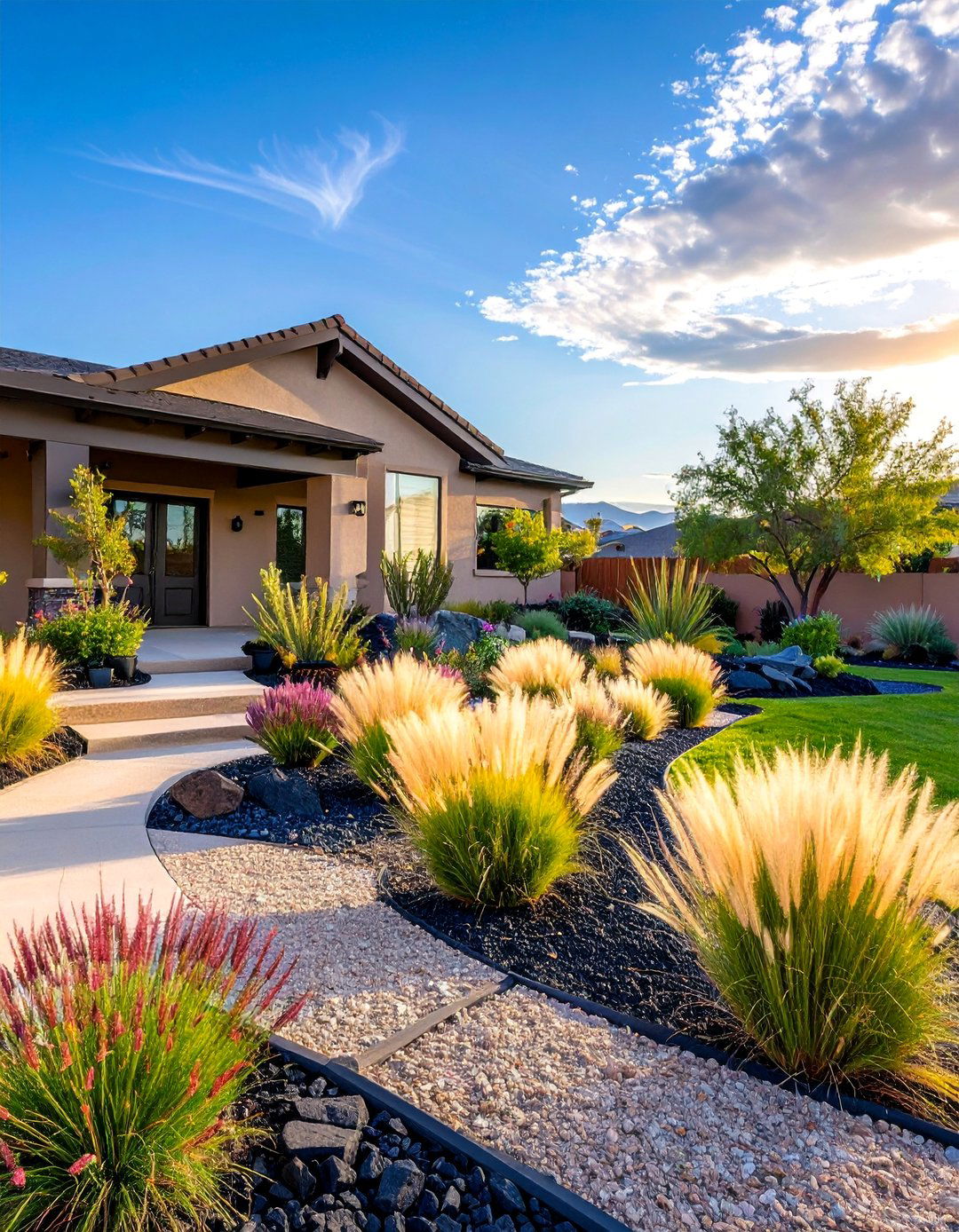 Layered Rock Mulch for Visual Depth - 20 Southwest Landscaping Ideas for Your Front Yard