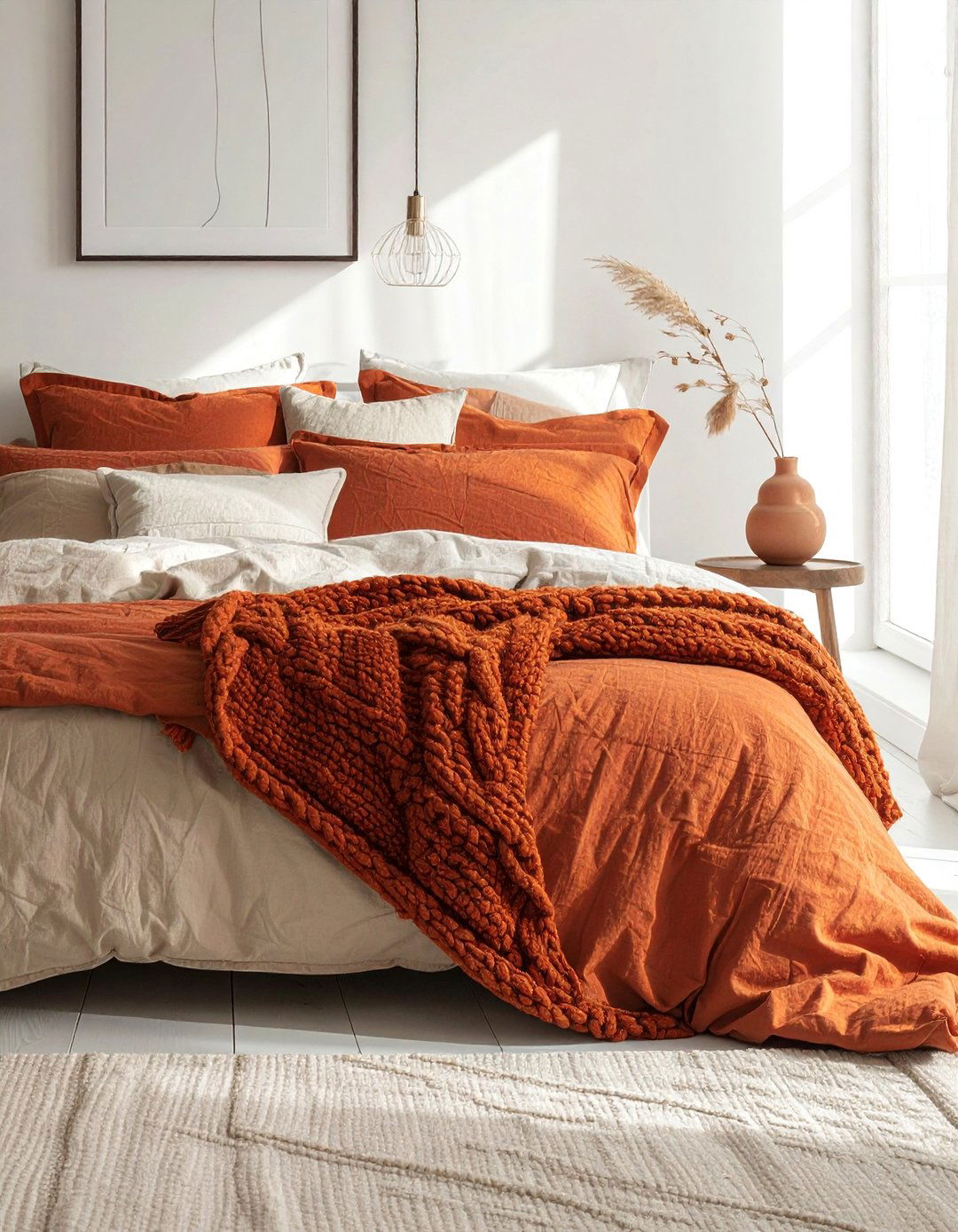 Layered Terracotta Bedding - 20 Terracotta Bedroom Ideas for a Serene Retreat