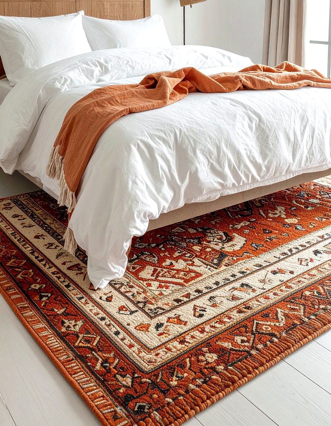 Layered Terracotta Rugs - 20 Terracotta Bedroom Ideas for a Serene Retreat