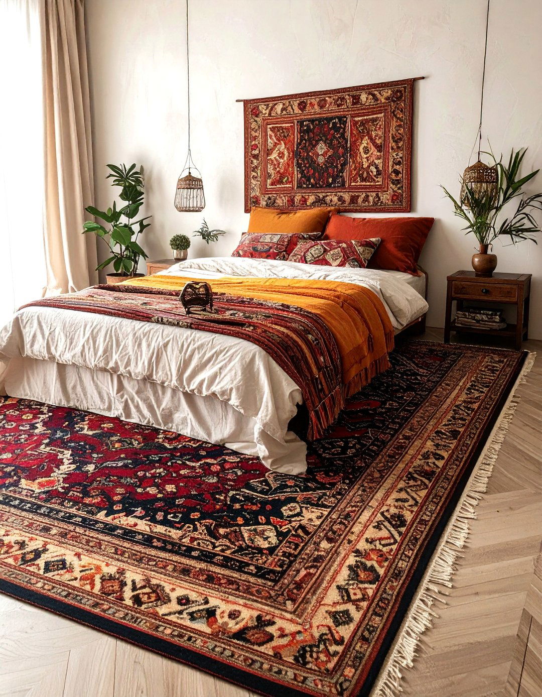 Layered Textile Rugs - 25 Hippie Bedroom Ideas for a Bohemian Retreat