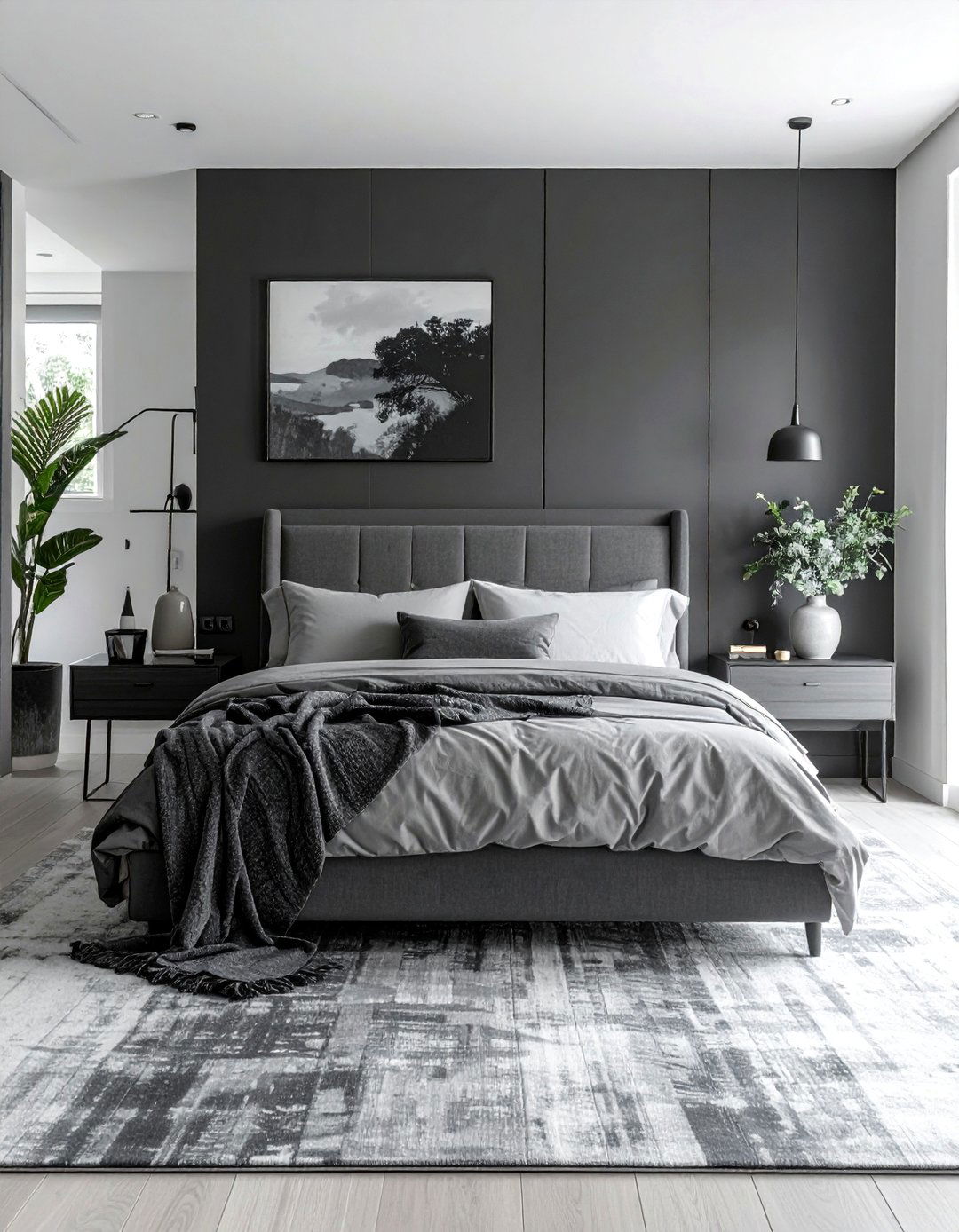 Layering Multiple Shades in a Charcoal Bedroom - 15 Charcoal Bedroom Ideas for a Sophisticated Retreat