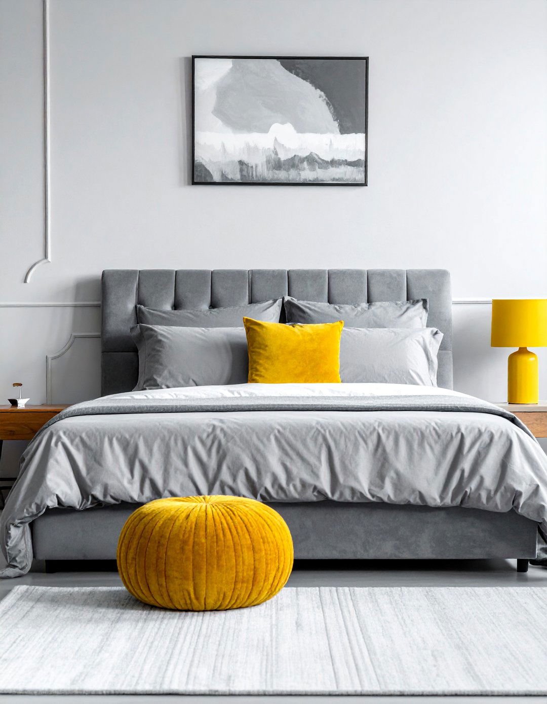 Layering Multiple Shades of Grey with Yellow Accents - 25 Yellow and Grey Bedroom Ideas for Modern Interiors