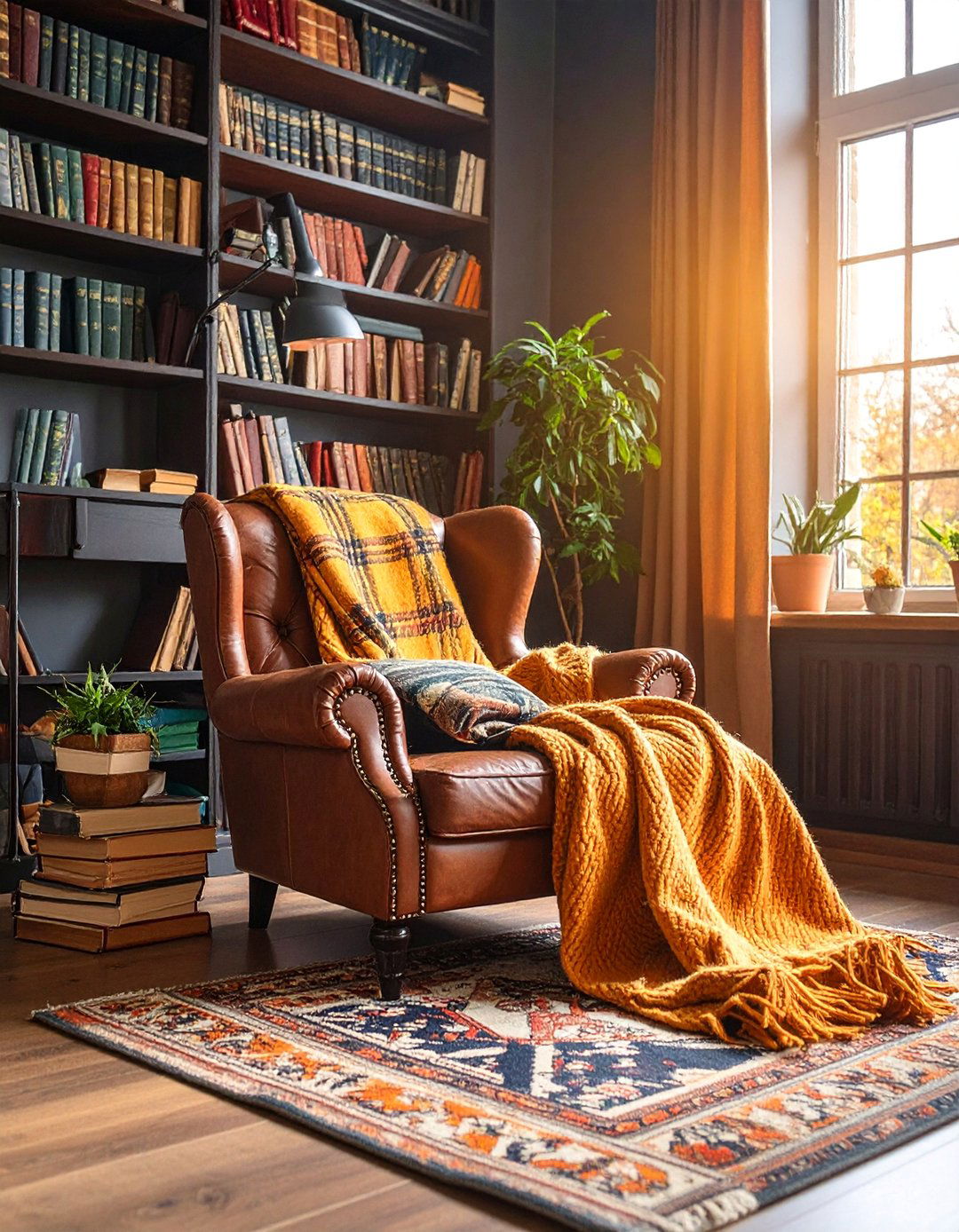 Layering with Plaid and Wool Textiles - 20 Dark Academia Home Office Ideas for a Moody Vibe