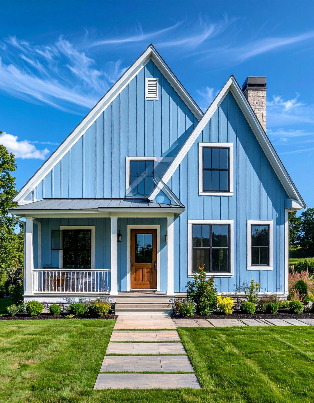 Light Blue Board and Batten Siding - 25 Light Blue House Exterior Ideas for Curb Appeal